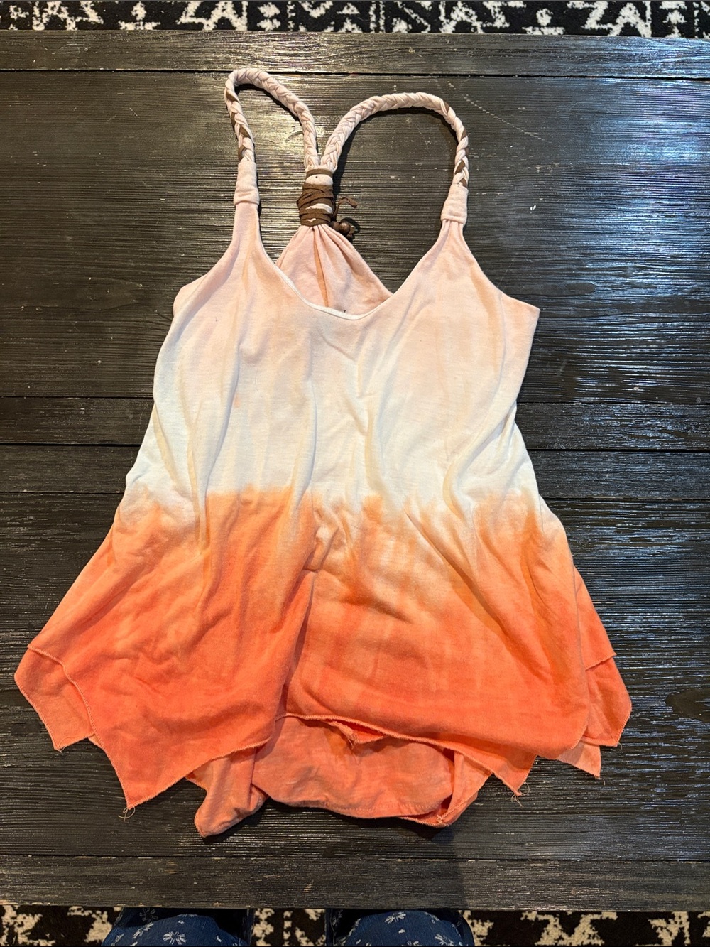 Ocean Drive Orange Braided Strap Tank Top